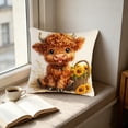 thumbnail image 3 of Bomd Highland Cow Decorative Throw Pillow Covers , Decorative Floral Farm Animal Design, Modern Square Home Decorative Pillowcases Cushion Cases for Sofa Bed Chair, 17.7x17.7 Inch, 3 of 6
