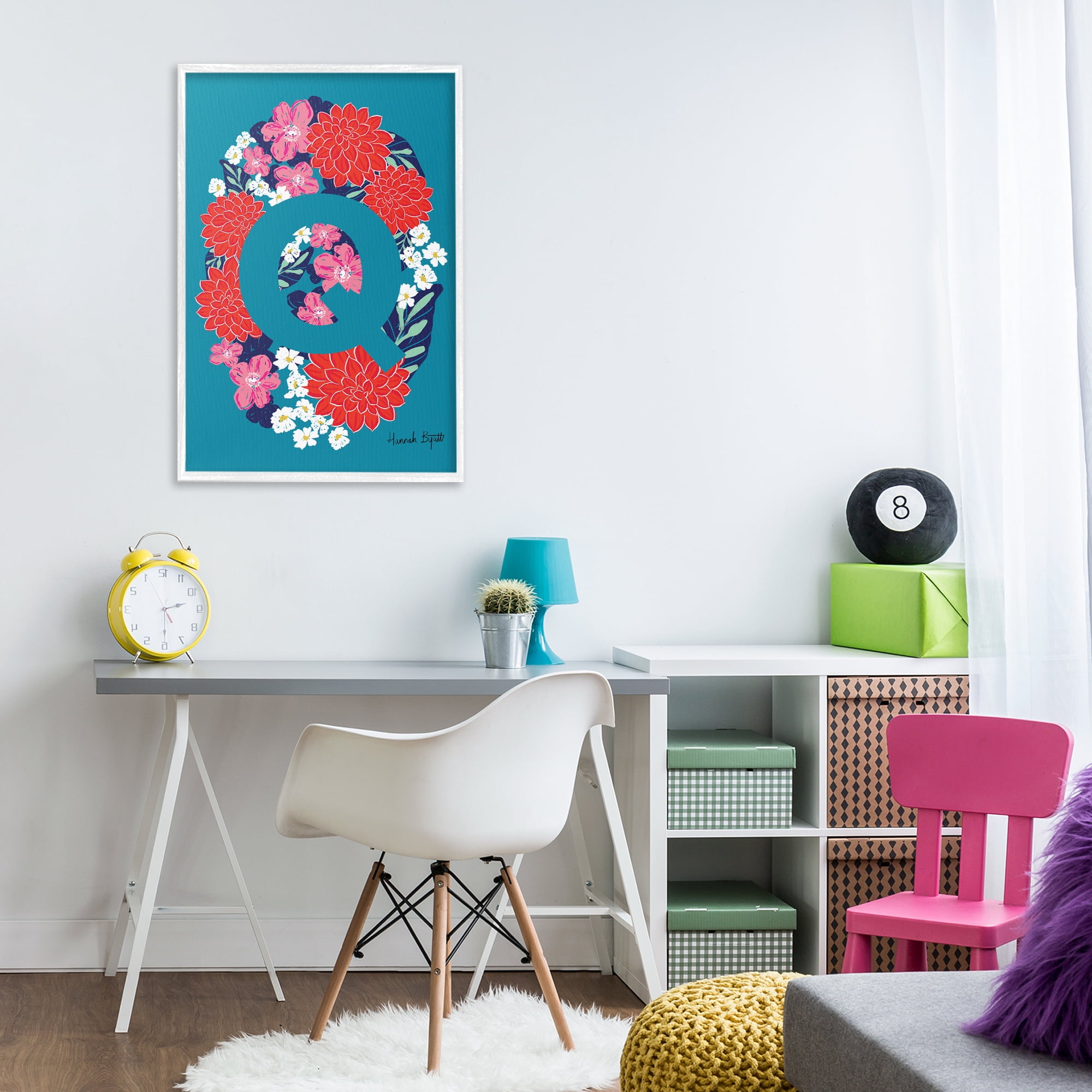 Stupell Industries Floral Bloom Letter Q Botanical & Floral Painting White Framed Art Print Wall Art, 20 x 30