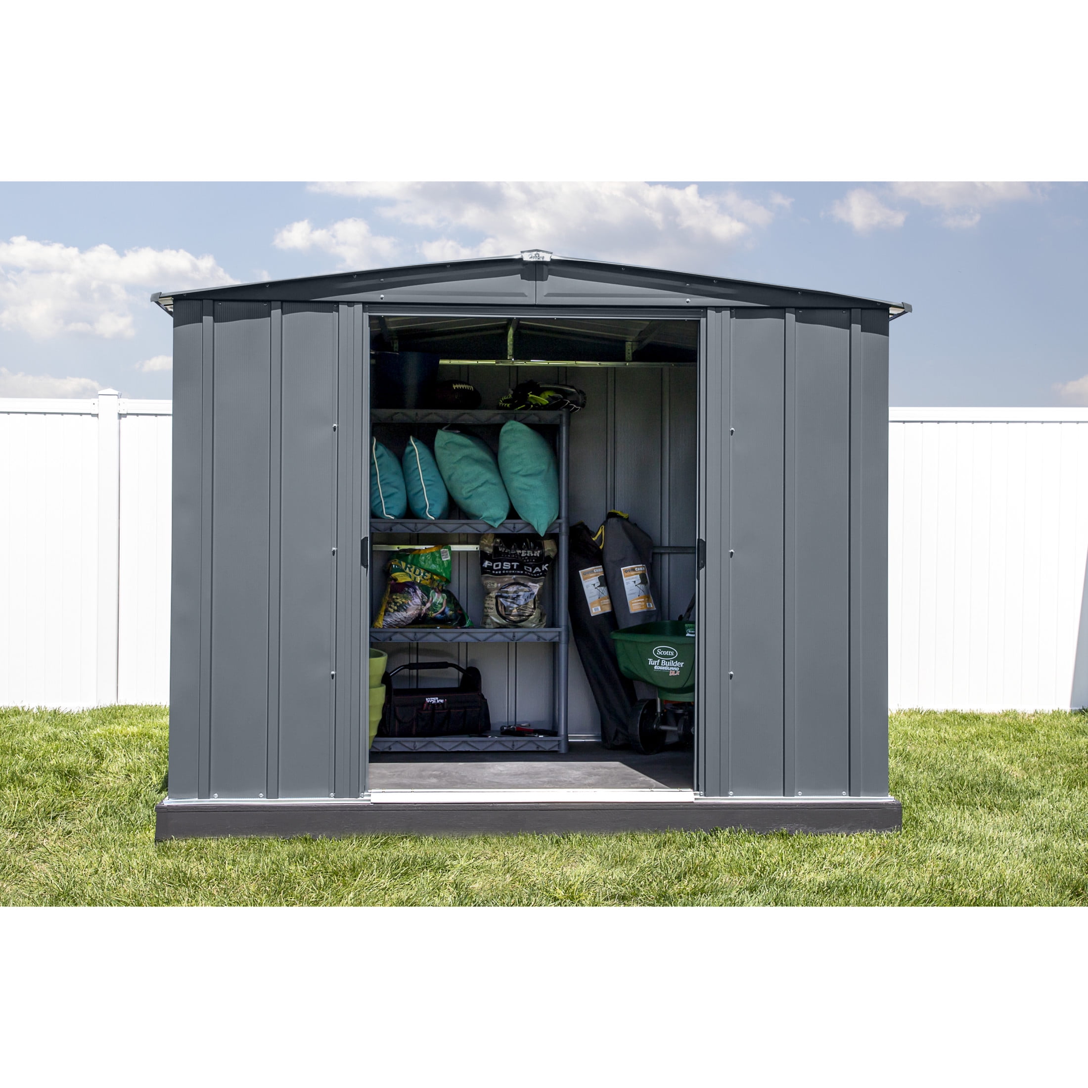 Classic Steel Storage Shed, 8X8, Charcoal