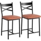 thumbnail image 1 of Set de 2 Kitchen Barstools con Backrest y Footrest PU Cuero Counter Altura Adecuado para Kitchen Island Apartment y Counter Bar en Marrón, 1 of 7