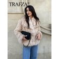 thumbnail image 2 of TRAF-Chaqueta corta de piel sintética para mujer, abrigo grueso de manga larga con botones delanteros, elegante con cuello de solapa, a la moda, 2024, 2 of 5