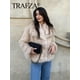 thumbnail image 2 of TRAF-Chaqueta corta de piel sintética para mujer, abrigo grueso de manga larga con botones delanteros, elegante con cuello de solapa, a la moda, 2024, 2 of 5