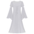 thumbnail image 4 of Lejafay Robe Vintage Renaissance pour Filles Robe de Bal Médiévale Manches Longues Cloche Robe de Fée Robe de Princesse Rétro Blanche 10, 4 of 7