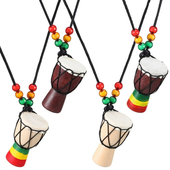 GAXIRE 4 Pcs Mini Djembe Drum Keychains Set, African Drum Pendants for Beach Party, Women, Music , Accessories