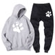 thumbnail image 3 of Sudadera con estampado de pata de perro de dibujos animados kawaii para hombre + pantalón deportivo de invierno cálido de polar, conjunto de 2 piezas, ropa deportiva holgada de gran tamaño para hombre, 3 of 5