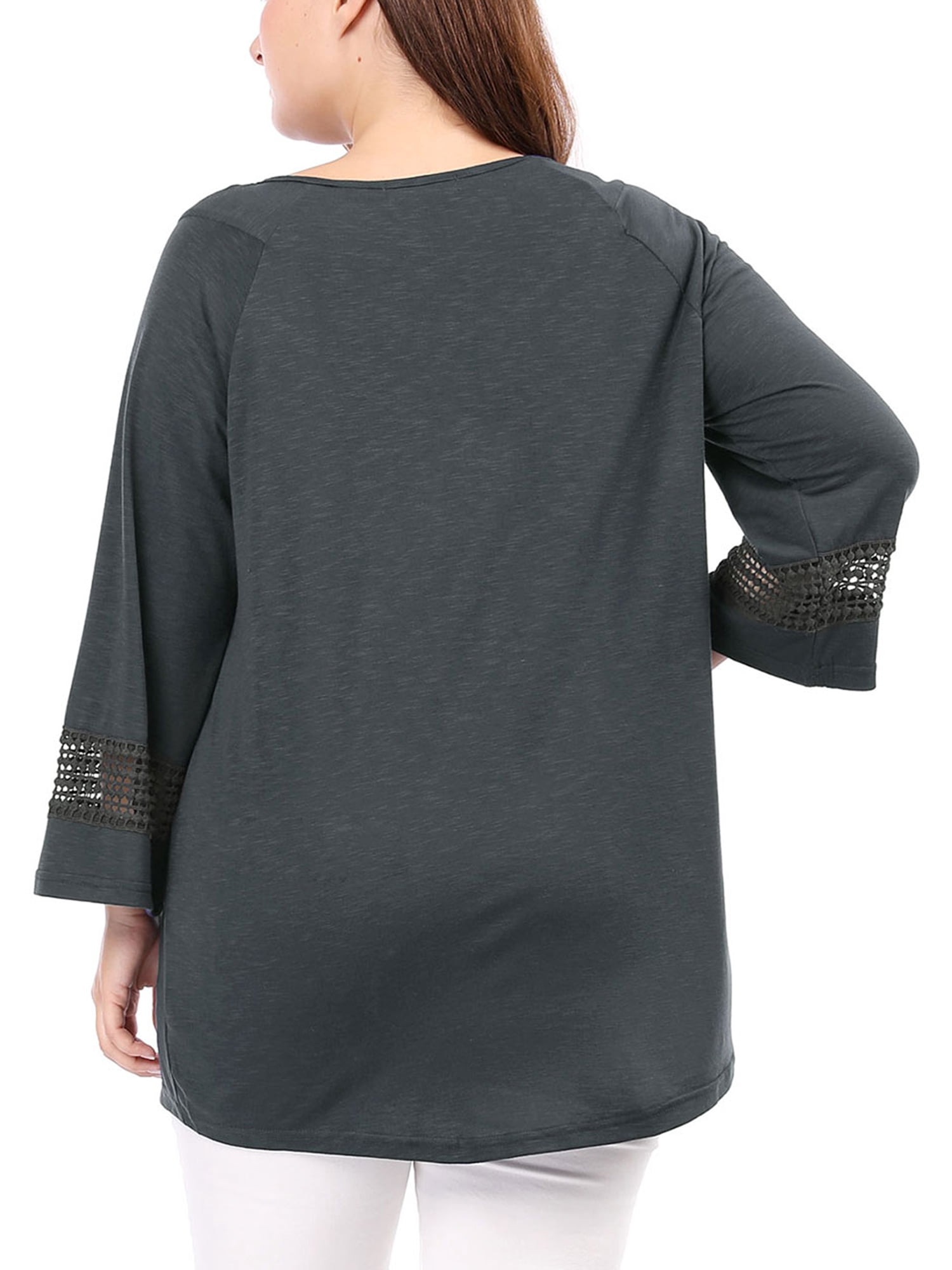 DARING DIVA Women's Plus Size Winter Kimono Long Sleeve Casual Top 3X Dark Grey