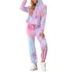 thumbnail image 4 of INSPIRAR CHIC Conjuntos de Sudadera Tie Dye para Mujeres, Sudadera con Capucha, Jogging, Conjunto de 2 Piezas, Color Rosa Azul, 4 of 6