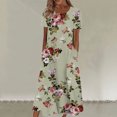 thumbnail image 4 of TSADFHJI Jupes en Cuir pour Femmes Longueur Midi Décontracté Col Rond Imprimé Floral Manches Courtes Robe Ample Bohème Été Plage TG, 4 of 4