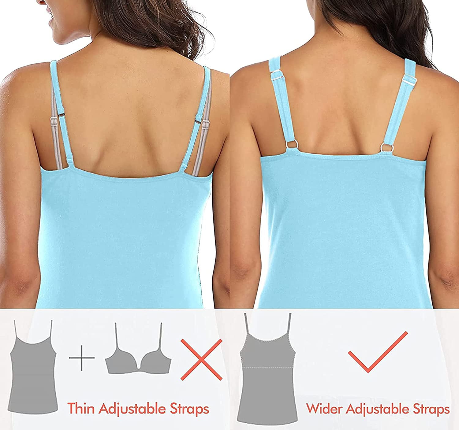 CXDTBH Tank Tops for Women with Built in Bra Shelf Casual Wide Strap Basic Camisole  Sleeveless Top Shaper Removable (Color : OneColor, Size : XL) : :  Clothing, Shoes & Accessories