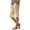 #02Khaki, variant on Women's Cotton Linen Bermuda Shorts Elastic Waist Drawstring Casual Knee-Length Shorts with Pockets Gray 2XL