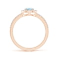 thumbnail image 2 of Angara Natural 0.55 Ct. Aquamarine with Diamond Halo Ring in 14K Rose Gold for Women (Ring Size: 11.5), 2 of 9