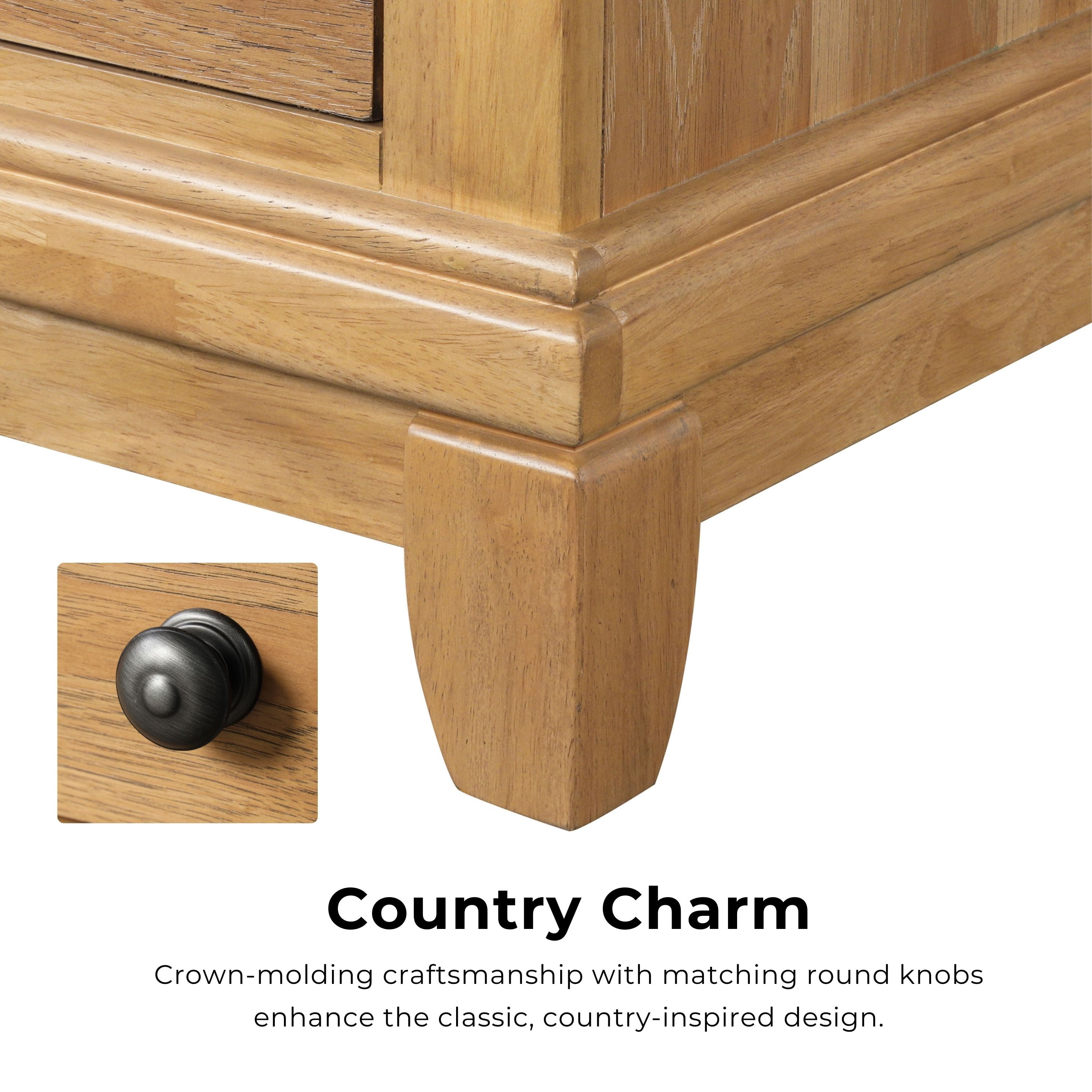 Furniture of America Stratford 2-Drawer Solid Wood Adult Bedroom Nightstand, Natural Oak