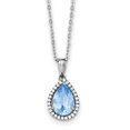 thumbnail image 1 of 925 Sterling Silver Rhodium Polished Created Aquamarine and Cubic Zirconia Necklace 18 Inch, 1 of 2