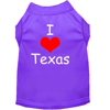 Pet Dog Cat Shirt Screen Printed, "I Love Texas"