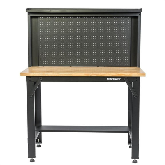 Montezuma MWB482454B Adjustable Height Workbench W Pegboard, 4 Ft
