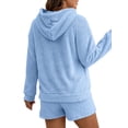 thumbnail image 3 of Gvmfive Women Hooded Fleece Loungewear Sleepwear Long Sleeve Tops Shorts Pajamas 2 Piece Sets, 3 of 4
