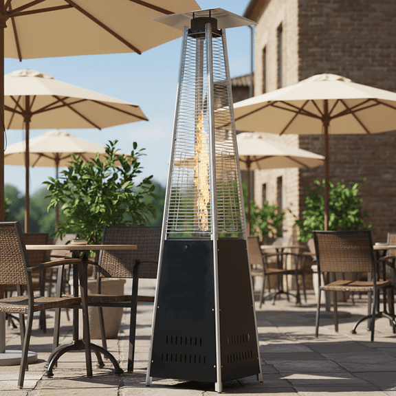 Patio Pyramid Heaters for Outdoor, 48,000 BTU Powerful Propane Heater on Wheels, Outdoor Poolsid Heater with Auto Shut Off System, 88''H for Max Dia 10FT Range, w/Protective Cover