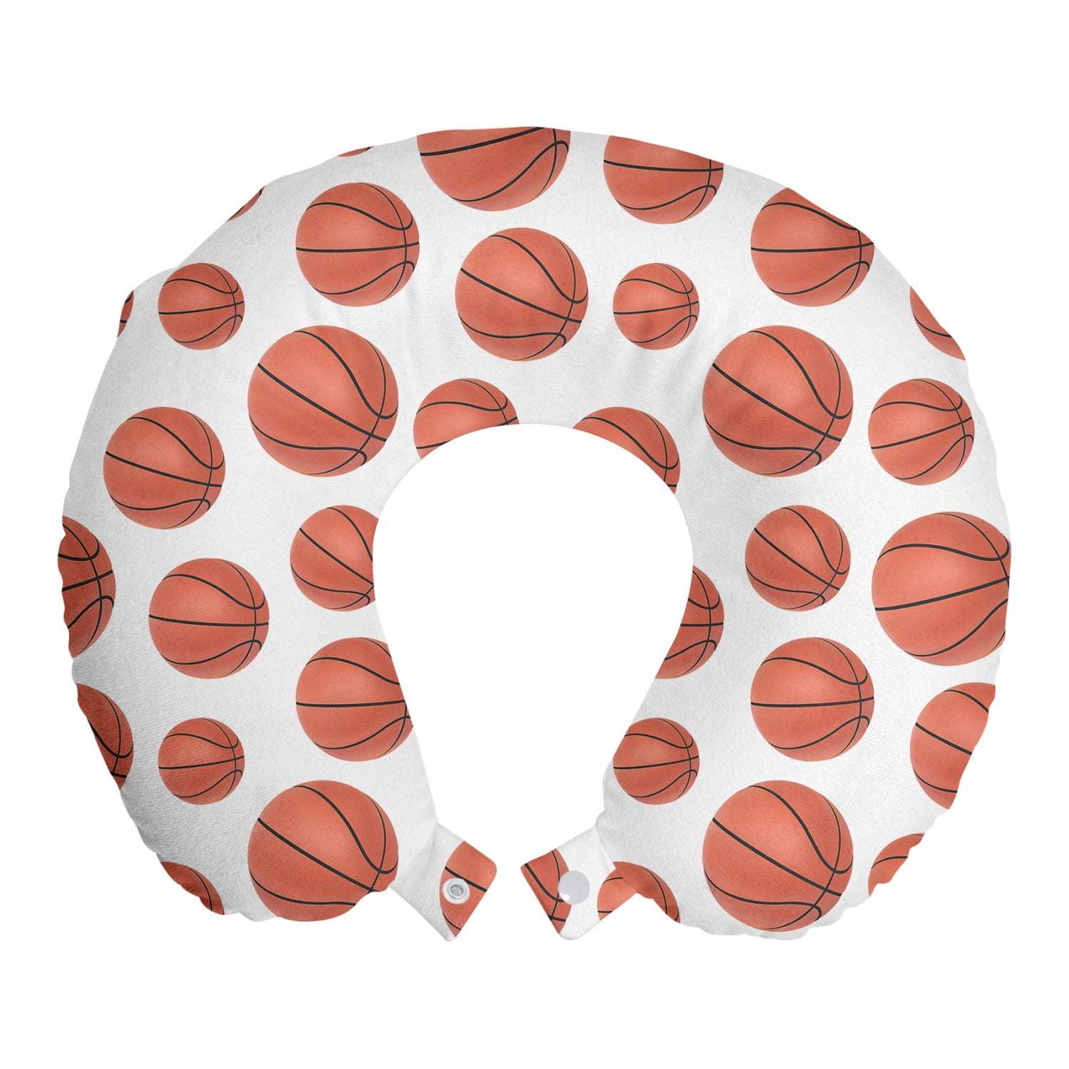 Basketball Travel Pillow Neck Rest, Realistic Style Balls Pattern on
