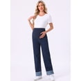 thumbnail image 3 of DARING DIVA Women's Maternity Cuffed High Stretchy Over the Belly Pants S Black Blue, 3 of 5