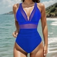 thumbnail image 2 of TSADFHJI Swimsuits for Women 2 Piece Solid Color Mesh Backless Sexy Bikini Swimsuit Xl Blue, 2 of 9