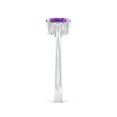 thumbnail image 3 of ANGARA Natural Solitaire Oval Amethyst Ring with Trio Diamond Accents in 14K White Gold for Women (Size-7x5mm) | February Birthstone, Anniversary, Jewelry Gift for Women | Natural Amethyst Ring, 3 of 9