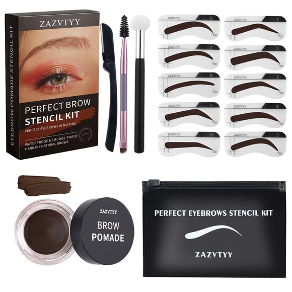 yeacher Dark Brown Eyebrow Kit with High-Pigment Pomade, Templates, Trimmer, and Travel Bag for Natural, Waterproof, Long-Lasting Arches