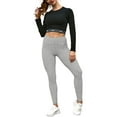 thumbnail image 4 of Doublju Women's Textured Elastic High Waist Leggings (Plus Size Available), 4 of 4