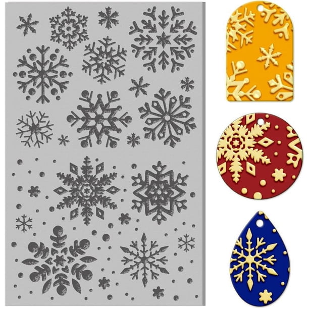 Láminas de textura de arcilla polimérica de invierno con copos de nieve, tapetes de textura de arcilla de caucho, herramientas de textura de arcilla polimérica para crear patrones y diseños adecuados