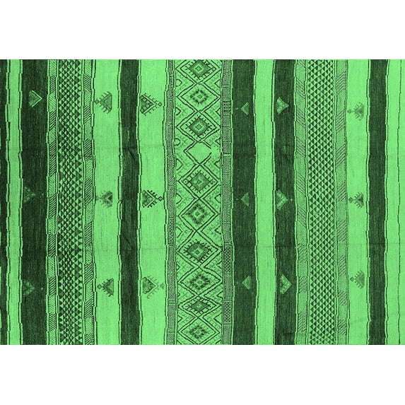 Ahgly Company Indoor Rectangle Oriental Emerald Green Industrial Area Rugs, 8' x 10'