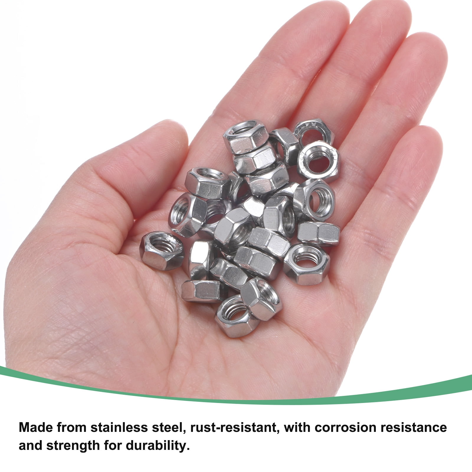 Uxcell 200 Pack Metric Hex Nuts M6 x 1mm Thread Stainless Steel Hexagon Nut for Machinery Automotive