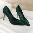 thumbnail image 3 of AUDeals Women Suede Pointed Closed Toe Stiletto Pumps, Fashion High Heel Dress Shoes, Comfort Footwear for Wedding, Party & Office Daily Wear (Green, 10), 3 of 5