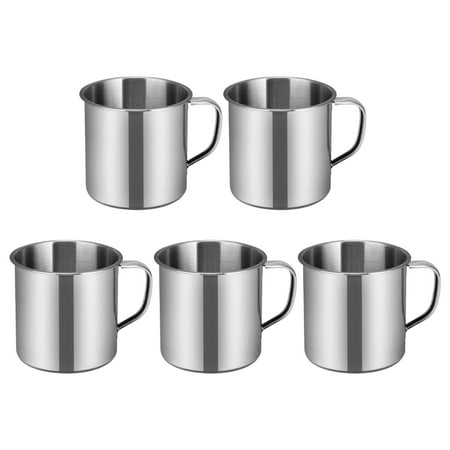 

5pcs Multipurpose Water Mugs Stainless Steel Water Drinking Cups for Kindergarten (Silver)
