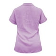 thumbnail image 6 of KBZDBZC Blouses for Women Casual Women's Casual Loose Summer Short Sleeve Solid Color Button Down Shirt T Shirt Women's Blouse Womens T Shirt Womens Tee Shirt (Purple2,L), 6 of 6
