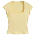 thumbnail image 4 of Tshirts Shirts for Women Short Sleeves Square Neck Basic Tees Slim Fit Womens Spring Tops Cute Shirts for Women, 4 of 5