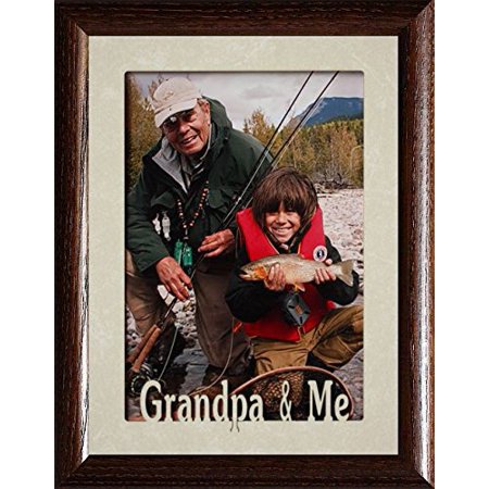 5X7 Jumbo ~ Grandpa & Me Portrait Picture Frame ~ Laser Cream Marbled Matboard With Frame (Walnut)