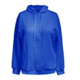 thumbnail image 6 of Blue Sweatshirt for Women's Textured Long Sleeve Drop Shoulder Drawstring Pullover Solid Hoodie Women Fall Clothes, 6 of 6