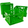 Storex Plastic File Crate with Handles, Letter/Legal Size, Green/White, 3-Pack