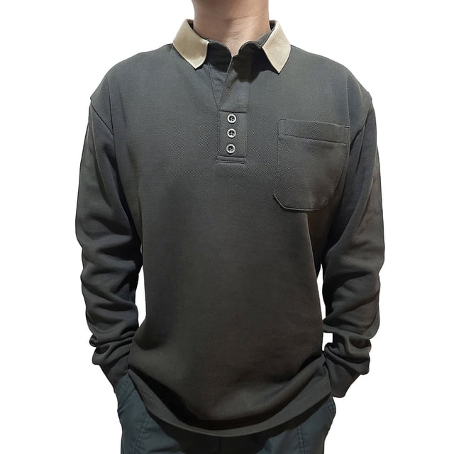 pstuiky camisa de manga larga para hombre, Camiseta de trabajo de manga larga con cuello holgado para hombre, talla grande, camiseta de manga larga con cuello Tops de hombre xxxxxl