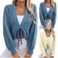 thumbnail image 5 of qucoqpe Women's Casual Long Sleeve Knitted Cardigan Fall Casual Tie-Wrap Open Front Sweaters Lightweight Cover-Up Top, 5 of 5