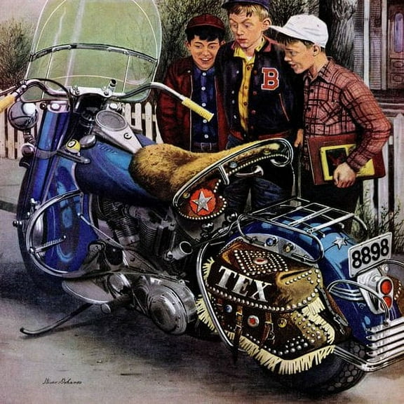 Marmont Hill "Tex's Motorcycle" by Stevan Dohanos Painting Print on Canvas