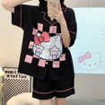 thumbnail image 4 of Pijamas Kawaii de Hello Kitty para mujer, ropa para el hogar de dibujos animados de Anime, Sanrio Y2K, pantalones cortos bonitos a la moda, conjunto fino de 2 piezas de verano 2023, 4 of 4