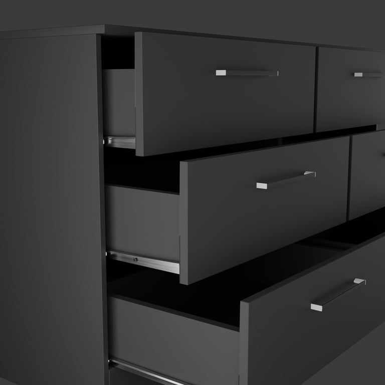 Kappesberg Jolyne 6-Drawer Horizontal Dresser, Black – Modern Kappesberg Jolyne 6-Drawer Horizontal Dresser, Black – Modern