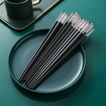 

Pinshui 10 Pair Chinese Chopsticks with Snowflake Pattern Anti-slip High Temperature Resistant Kitchen Supply Housewarming Gift