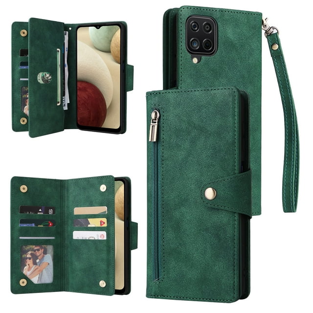 Case for Samsung Galaxy A12 5G Magnetic Leather Zipper Wallet Cover Card Holder