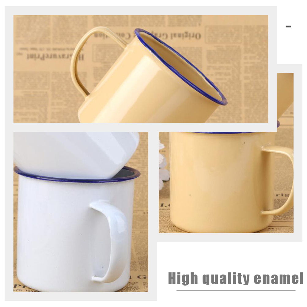 6 Pcs Enamel Camping Mugs Small Coffee Mugs Cups Portable Vintage Tea Cups  Campfire Camping Mugs Bulk with Handle for Coffee Tea Home Picnic Travel
