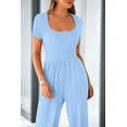 thumbnail image 5 of PRETTYGARDEN Women's Summer One Piece Jumpsuits Dressy Casual Short Sleeve Square Neck Wide Leg Jumpsuit Rompers, 5 of 6