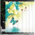 thumbnail image 4 of Ambesonne Floral Shower Curtain, Wild Flowers and Butterflies, 69"Wx70"L, Dark Turquoise, 4 of 5