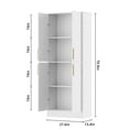 thumbnail image 3 of 71" Tall Kitchen Pantry Storage Cabinet, Pantry Cabinet with 4 Doors, Freestanding Larder Cupboard, Kitchen Hutch with Gold Handles for Dining Room, Bathroom, White, 3 of 8