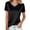 Black 1, variant on Women Casual Satin Silk Shirts Loose Fit V Neck Short Sleeve Solid Color Blouses Work Trendy Elegant Soft Comfy Tops