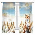 thumbnail image 7 of Sheer Curtains 63 inches Long 2 Panels Set Wheat Ear Fox Fall Thanksgiving Daisy Sky Animal Tiers Sheers Rod Pocket Small Window Short Curtains for Kitchen Cafe, Each 52" W x 63" L, 7 of 7